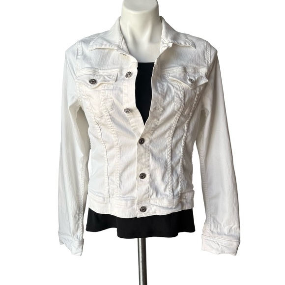 AG Adriana Goldschmied Robyn White Denim Jacket, Sz Lg - Picture 2 of 16
